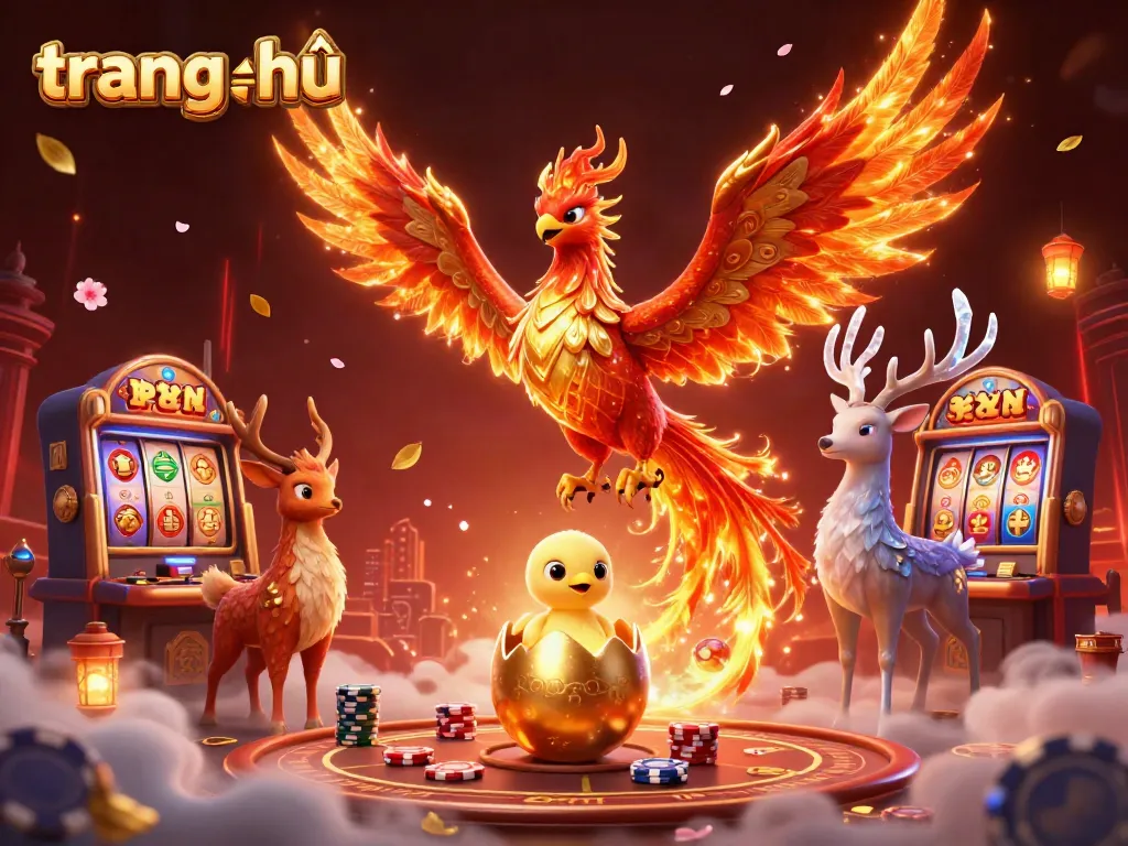 Experience thrilling gaming moments with the captivating phoenix scene on trang chủ, highlighting poker action and winning energy.
