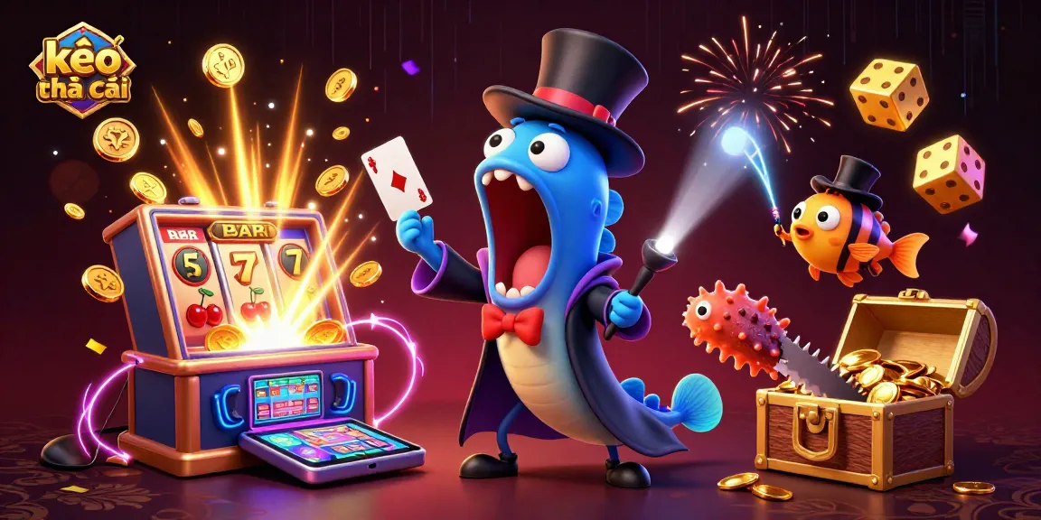 Experience the thrill of kèo nhà cái with a lively scene of a magician eel and friends performing in a dynamic casino atmosphere.