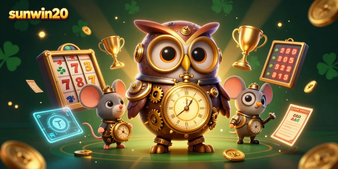 Win big at sunwin20 with our steampunk owl and vibrant casino adventure!