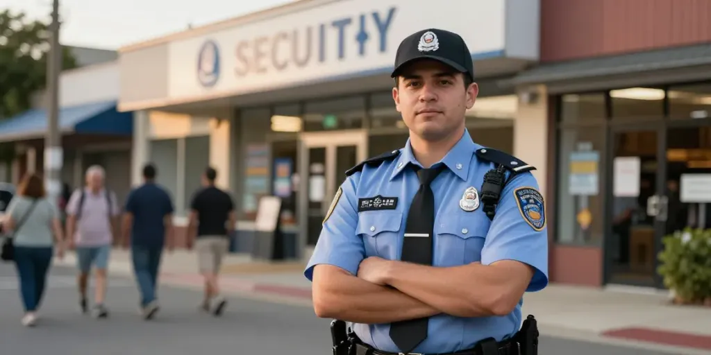 Security guard providing professional protection services in the community.