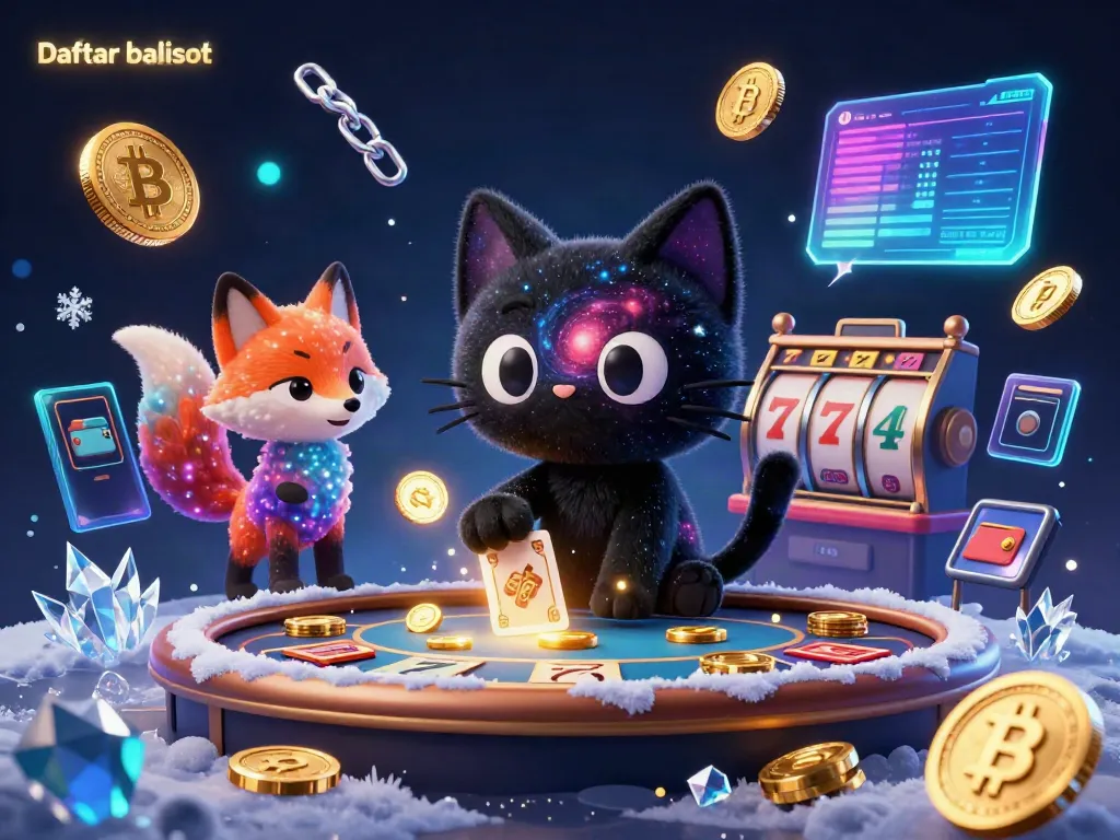 Experience immersive gaming with Daftar balisot at a cosmic casino featuring vibrant characters and cryptocurrency elements.