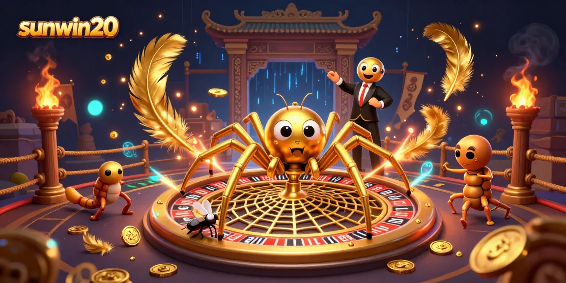 Experience thrilling bets at sunwin20 with a spider roulette wheel illustration!