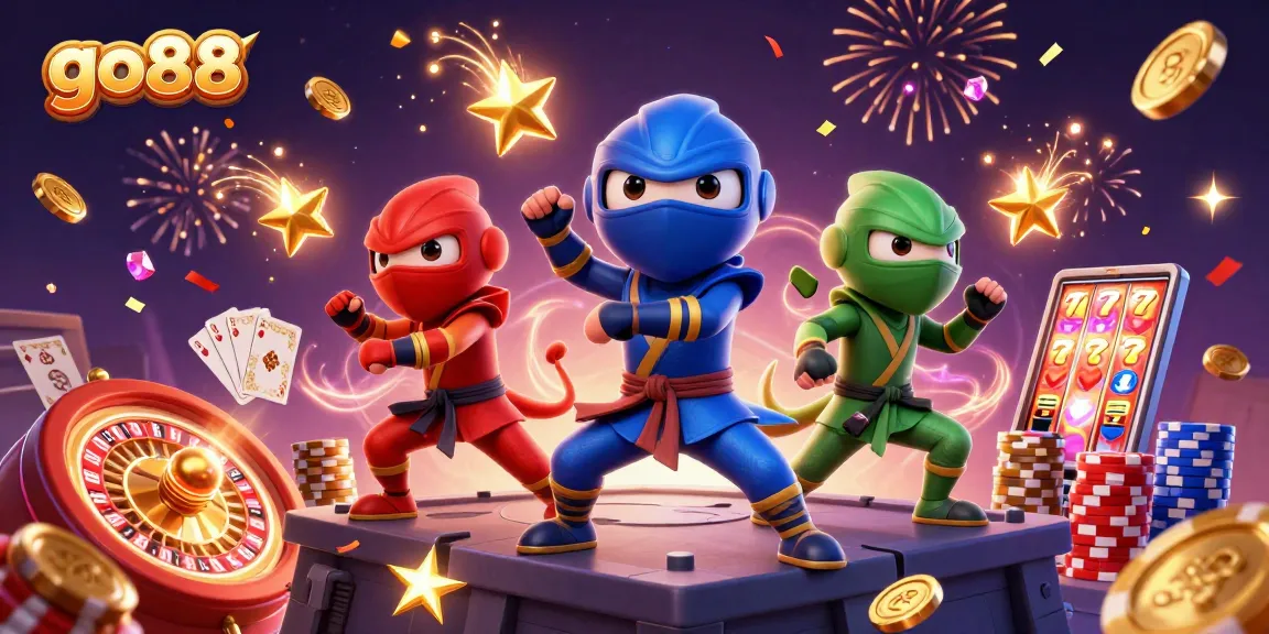 Spin and win at go88 with vibrant casino action featuring chameleon ninjas.
