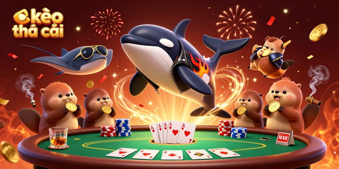 Engage with kèo nhà cái through dynamic poker action illustrated by vibrant characters and elements.